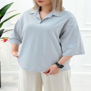 خرید اینترنتی قیمت تیشرت یقه‌دار زنانه تکرنگ مژگان