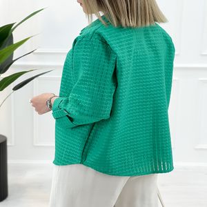 خرید اینترنتی قیمت شومیز حصیری چهارخانه صوفیا - سبز