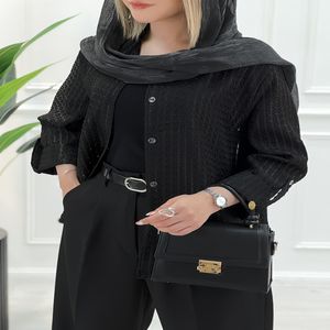 شومیز حصیری چهارخانه صوفیا - مشکی
