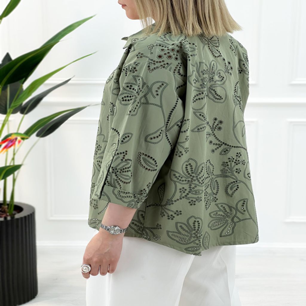 خرید اینترنتی قیمت شومیز مانتویی سوزندوزی گلوریا