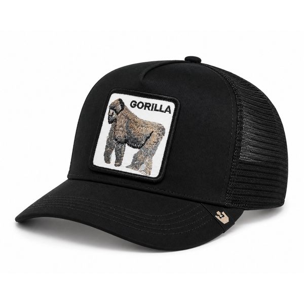 کلاه تراکر طرح گوریل مدل GORILLA مشکی با پچ گلدوزی شده