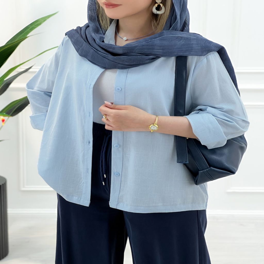 خرید اینترنتی قیمت شومیز آستین بلند دکمه دار یاسمین