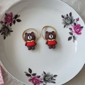 پک 2 عددی کش موی دخترانه طرح خرس قهوه‌ای سیلیکونی