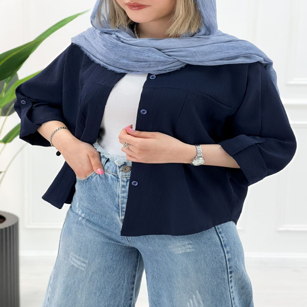 خرید اینترنتی قیمت شومیز مانتو آترین زنانه - سرمه‌ای