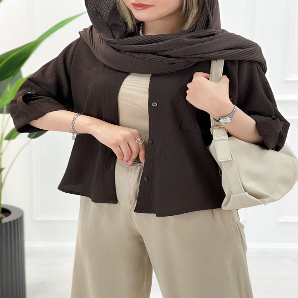 خرید اینترنتی قیمت شومیز مانتو آترین زنانه - شکلاتی