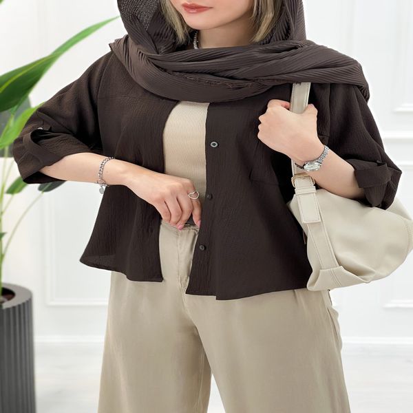شومیز مانتو آترین زنانه - شکلاتی