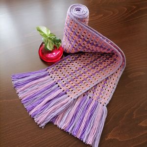 خرید انلاین شالگردن چندرنگ تم صورتی دستبافت کد050802