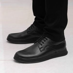 خرید اینترنتی قیمت کفش مردانه رسمی اداری بندی مدل پالرمو مشکی 40 تا 44