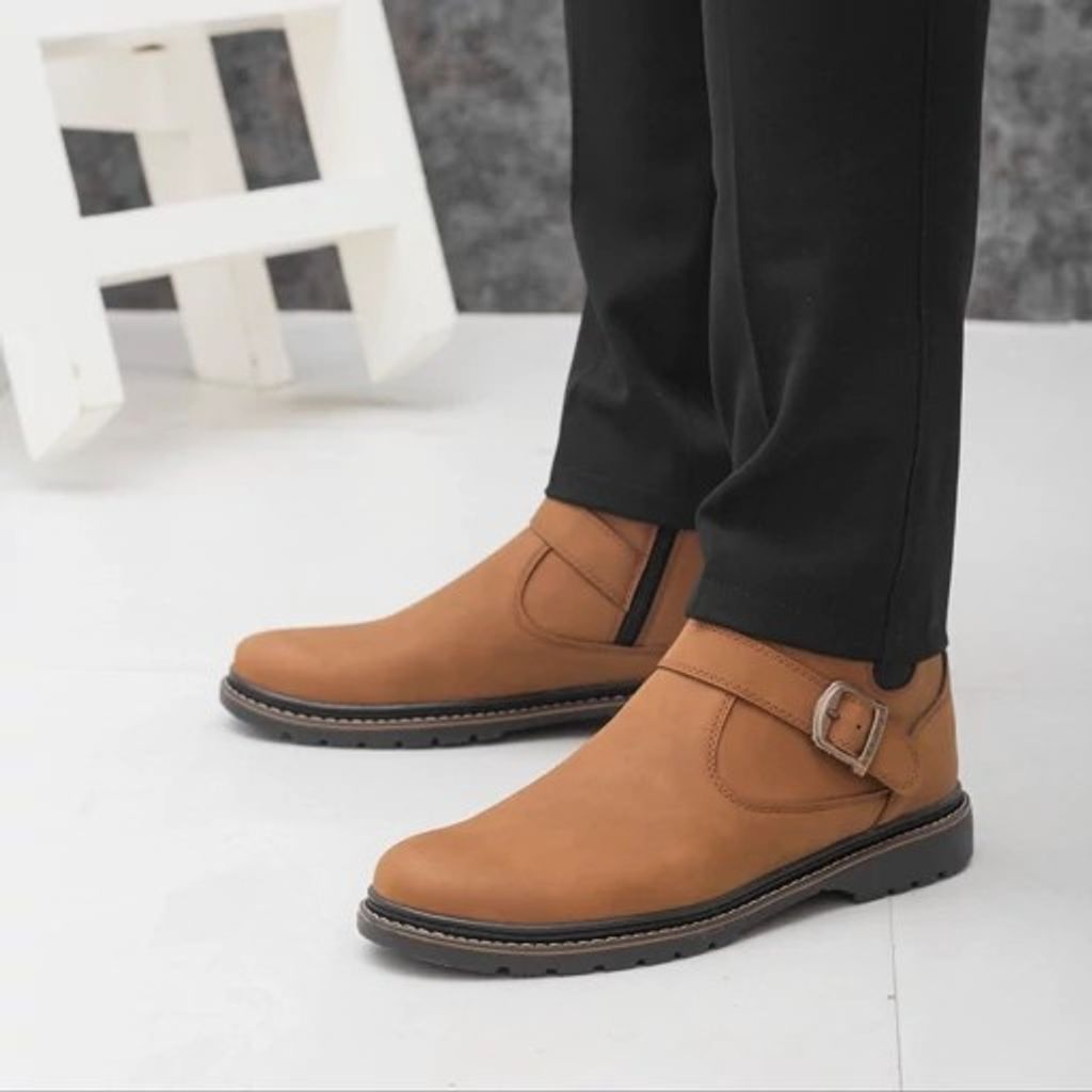 خرید اینترنتی قیمت نیم بوت مردانه دور دوخت زیپی مدل شیکاگو عسلی 40 تا 44