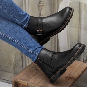خرید اینترنتی قیمت نیم بوت مردانه دور دوخت زیپی مدل شیکاگو مشکی 40 تا 44