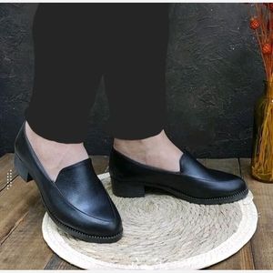 کفش کالج زنانه ساده مشکی چرم مصنوعی