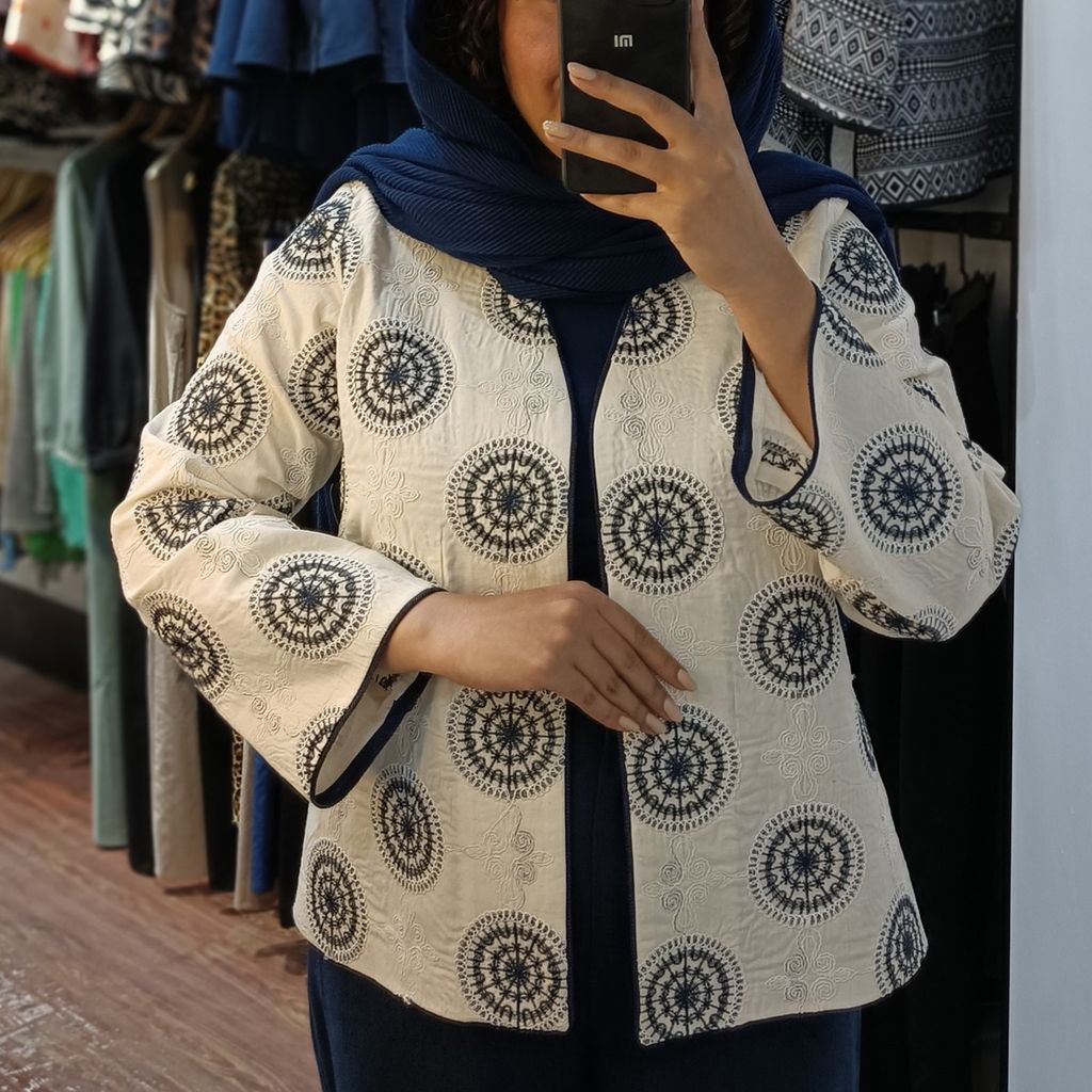 خرید انلاین کت لینن سوزندوزی مدل هما