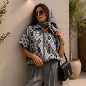 بامبر کوک دوزی آستین کوتاه زنانه