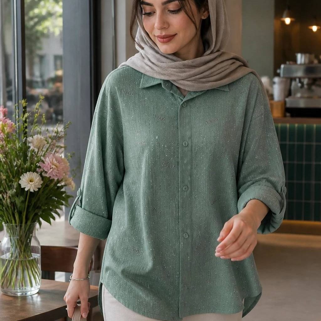 خرید اینترنتی شومیز نگینی مانتو نگینی اسپرت سوپر کراش درجه یک شیک ترند