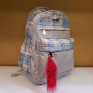 کوله پشتی چهارخونه خاکستری