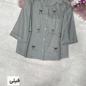 فروش اینترنتی شومیز مانتویی لنین پاپیون تن خور زیبا