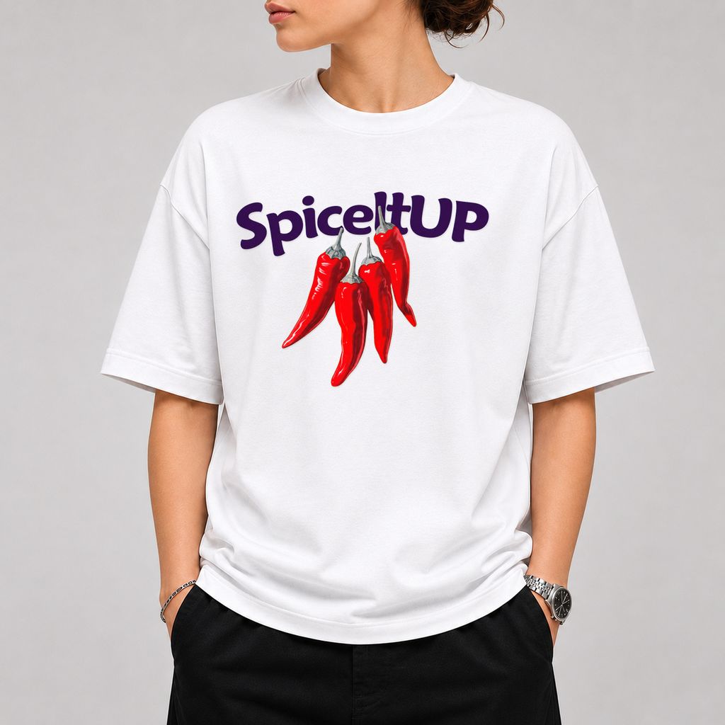 خرید اینترنتی قیمت تیشرت قواره باکسی طرح فلفل (spice it up) - پارچه دو نخ پنبه