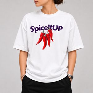 تیشرت قواره باکسی طرح فلفل (spice it up) - پارچه دو نخ پنبه