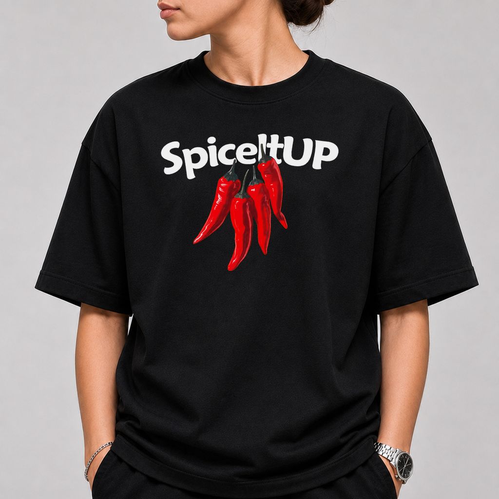 خرید اینترنتی قیمت تیشرت قواره باکسی طرح فلفل (spice it up) - پارچه دو نخ پنبه