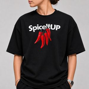 خرید اینترنتی قیمت تیشرت قواره باکسی طرح فلفل (spice it up) - پارچه دو نخ پنبه