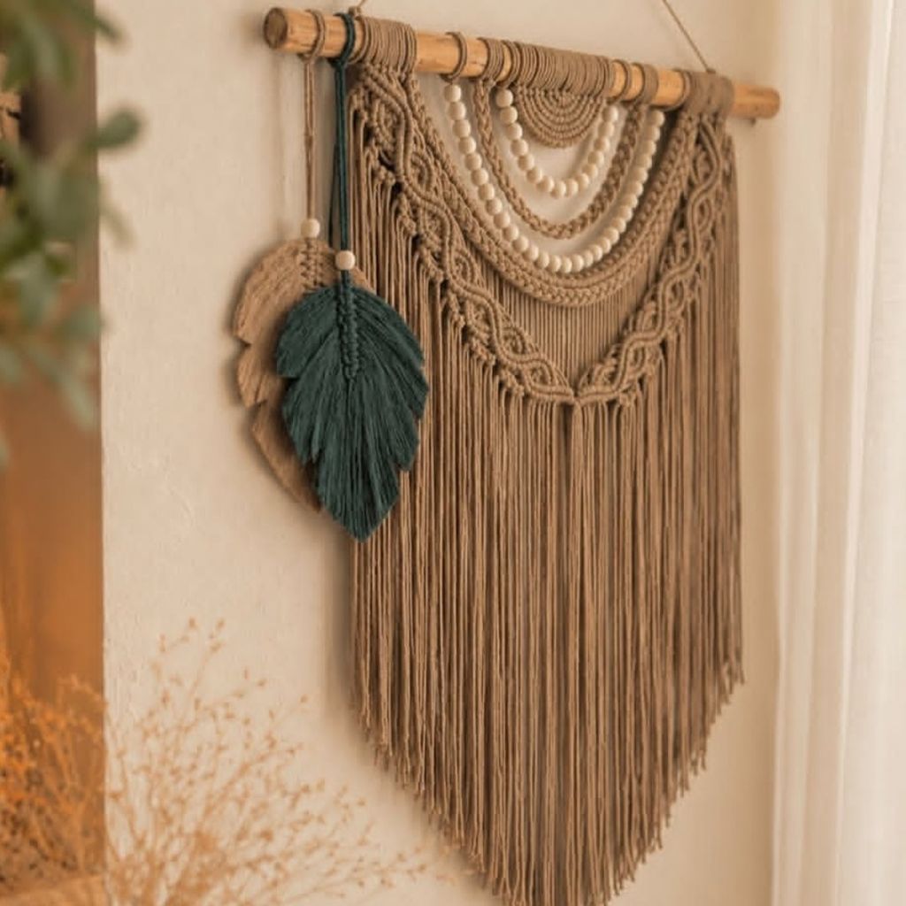 خرید آنلاین دیوارکوب اویز مکرومه بافی طرح ترنم
