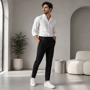 خرید اینترنتی قیمت شلوار مشکی دو سگک مردانه مدل Migel