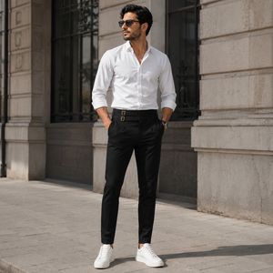 خرید اینترنتی قیمت شلوار مشکی دو سگک مردانه مدل Migel