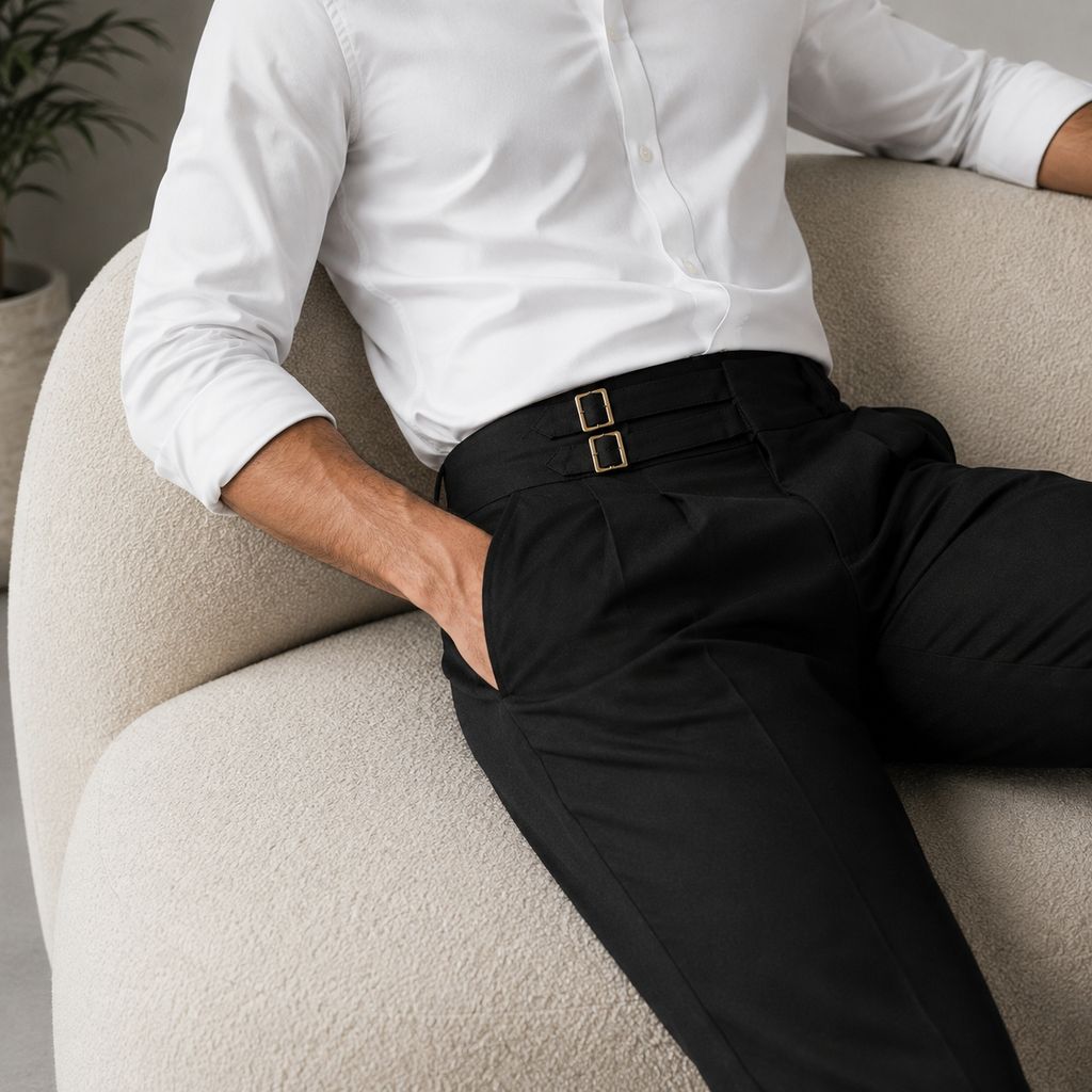 خرید اینترنتی قیمت شلوار مشکی دو سگک مردانه مدل Migel