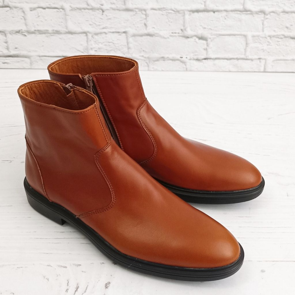 فروش اینترنتی نیم بوت مردانه چرم طبیعی دست دوز مدل آلپاین اسپرت عسلی