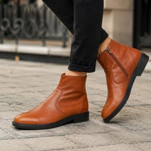 قیمت نیم بوت مردانه چرم طبیعی دست دوز مدل آلپاین اسپرت عسلی