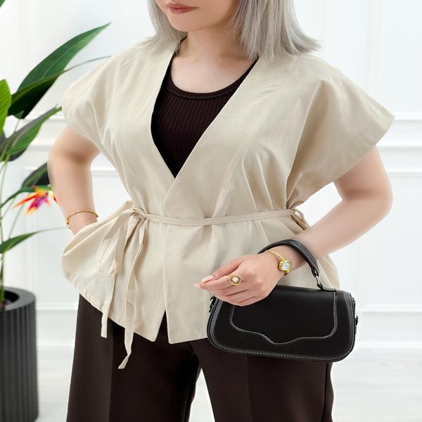 وست کمربندی چپ و راستی زنانه میشل - کرم