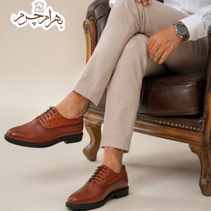 کفش مردانه روزمره چرم طبیعی مدل فیلیکس قهوه ای تک سایز