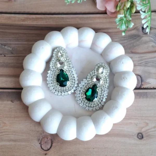 گوشواره جواهردوزی زمرد کد 2259