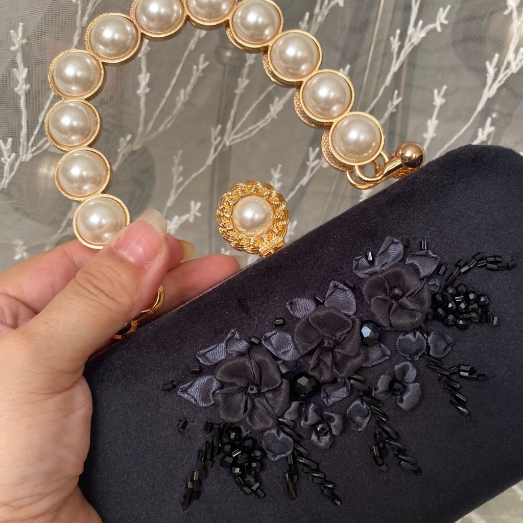 خرید اینترنتی کیف مجلسی شکوفه سیاه