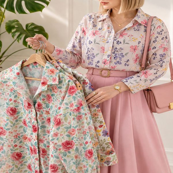 شومیز طرحدار لینن ایتالیایی گلدار گلنوش