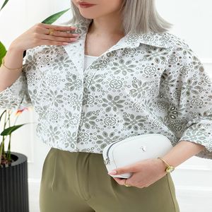 خرید اینترنتی قیمت شومیز مانتویی پوپلین سوزندوزی