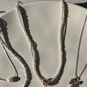 خرید اینترنتی گردنبند دو لاین مرواریدی شیک