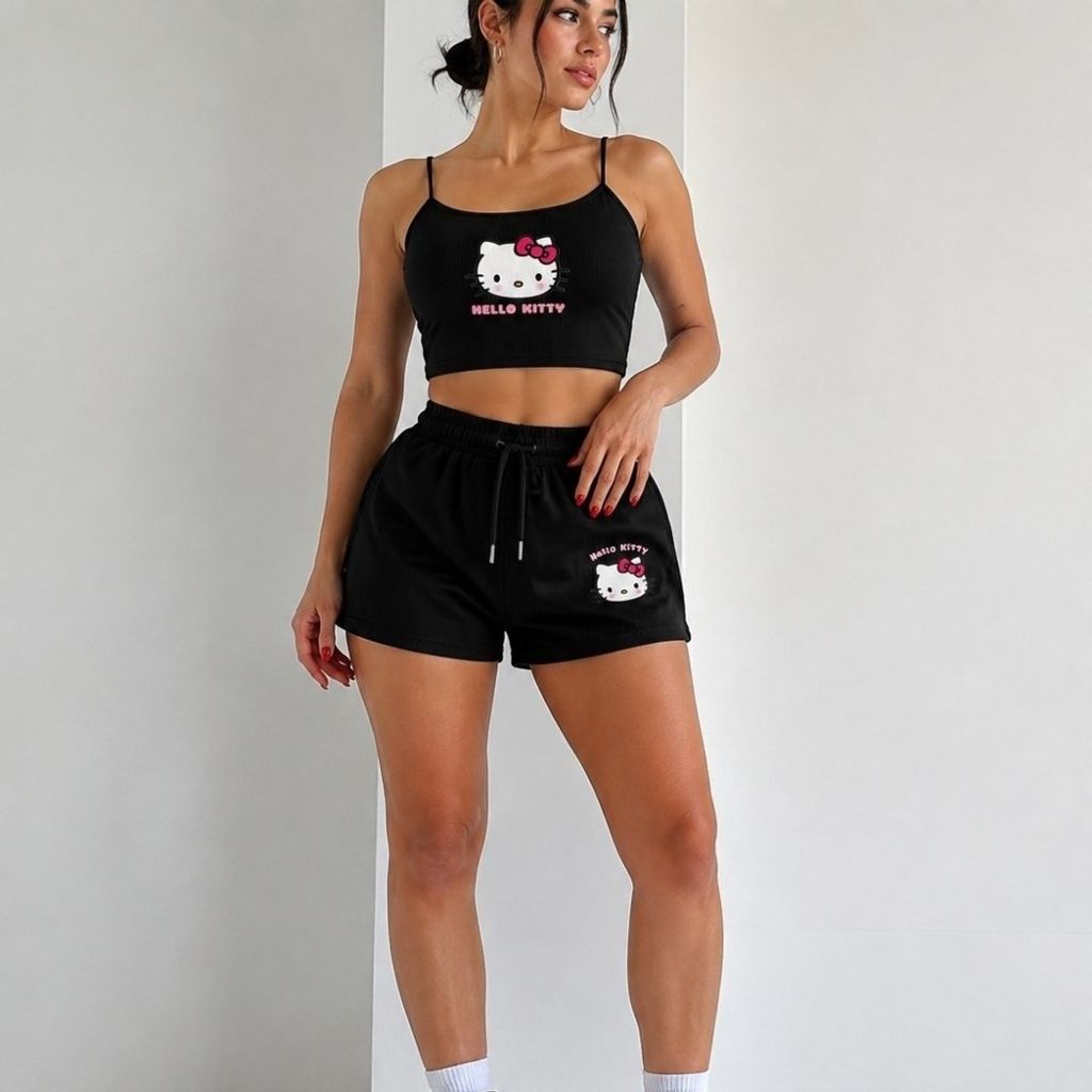 فروش اینترنتی ست تاپ و شورتک هلوکیتی Slim