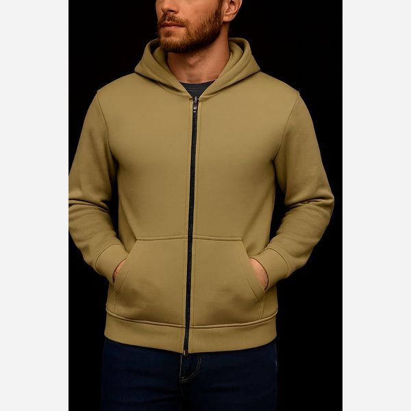 سویشرت مردانه بیسیک پلی استر پنبه کلاهدار زیپ دار سایز XL تا 3XL