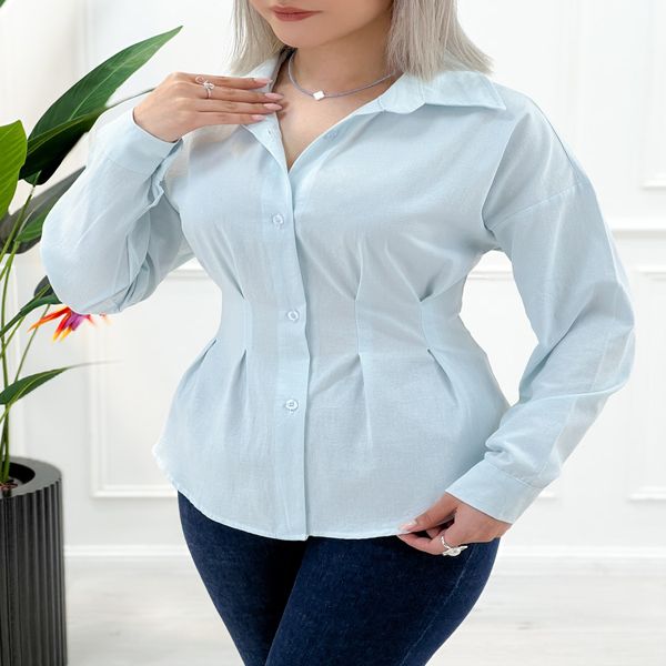 شومیز کمر کرستی تارا - آبی