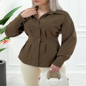شومیز کمر کرستی تارا - قهوه‌ای‌روشن