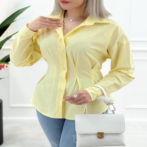 شومیز کمر کرستی تارا - لیمویی