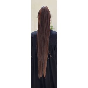 مو دم اسبی اکستنشن قهوه ای کد10بی بلند