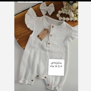 رامپر نوزادی آستین فرشته جنس پنبه موسلین0
