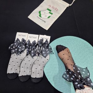خرید آنلاین جوراب ساقدار پاپیونی شیشه ای مشکی