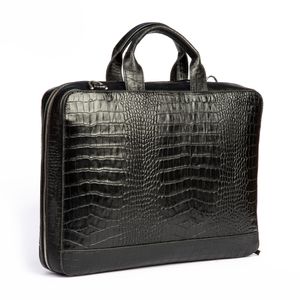 کیف اداری چرم طبیعی مدل آناویز  (کروکو - مشکی)