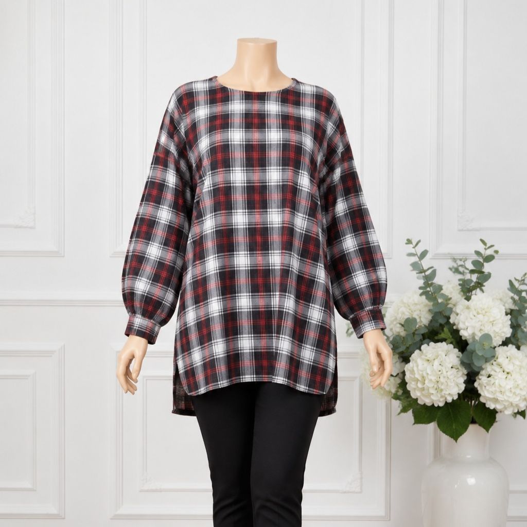 قیمت ارزان شومیز پشمی چهارخانه زنانه جلوبسته مدل آزاد و شیک مناسب سایز تا 50