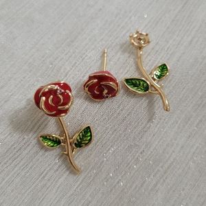 گوشواره میخی گل رز کد 15098