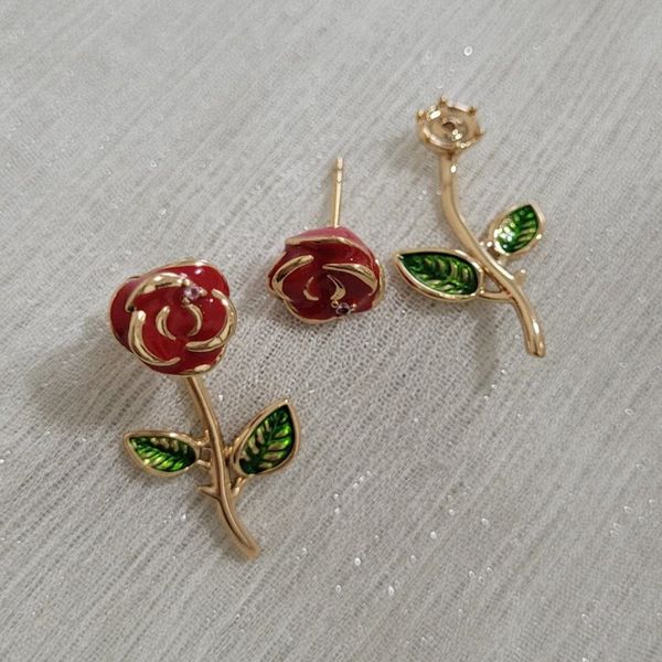 گوشواره میخی گل رز کد 15098
