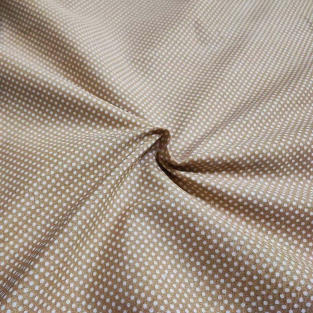 فروش اینترنتی پارچه آشپزخانه خال ریز کرم قهوه‌ای عرض 2 متر